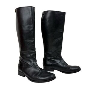 FRYE Melissa Button Back Zip Black Leather Tall Riding Boots Sz 9 B 76431 READ